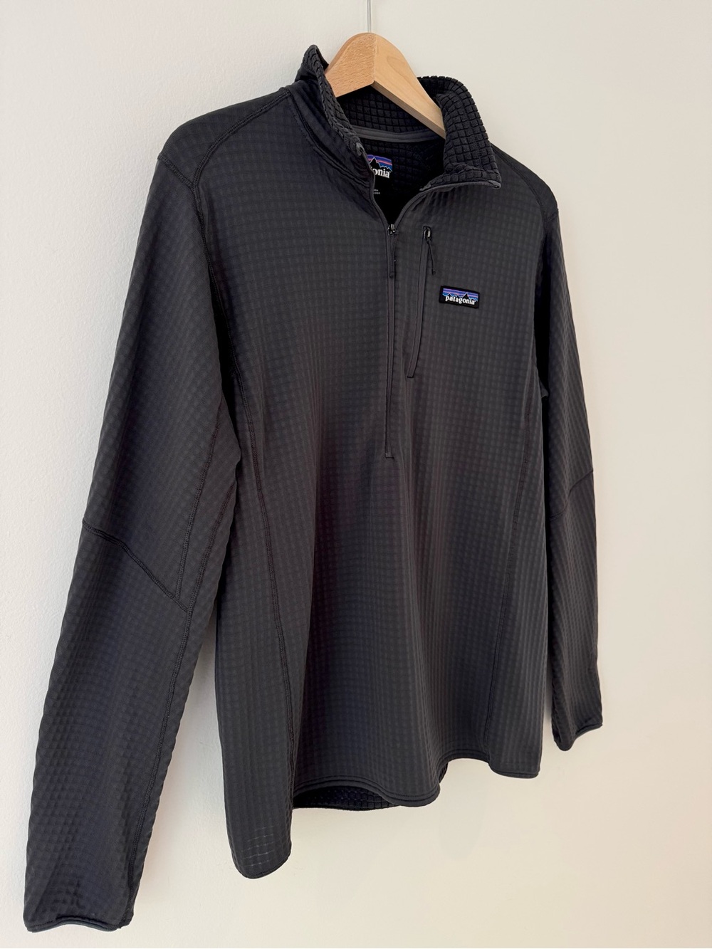 Patagonia R1 Fleece Quarter Zip Pullover Charcoal Gray Polartec Power Grid, Sz L - Picture 3 of 12